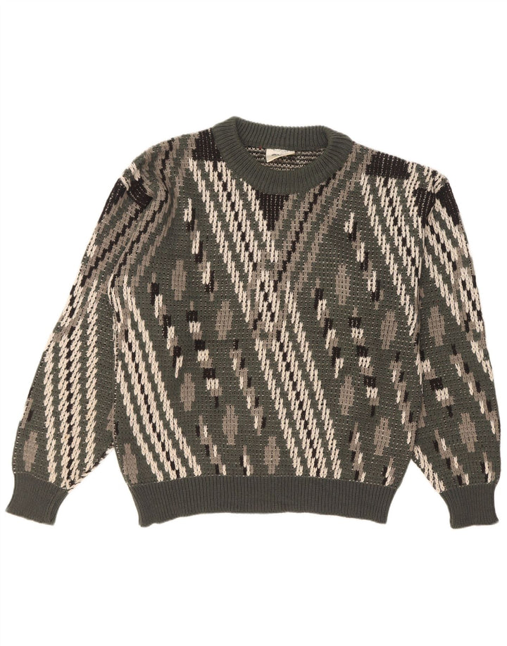 Ciao Pull à col rond pour homme en laine à rayures vertes