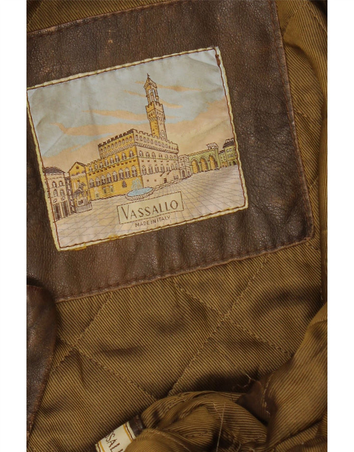 veste en cuir homme vintage IT 50 Grand cuir marron
