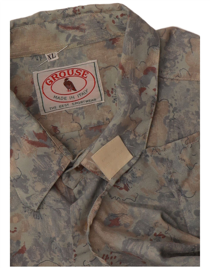 VINTAGE Chemise à manches courtes pour homme XL Rayonne florale multicolore