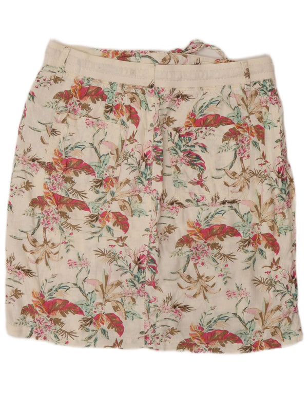 Marks & Spencer Jupe droite pour femme UK 12 Medium W30 Blanc cassé Floral