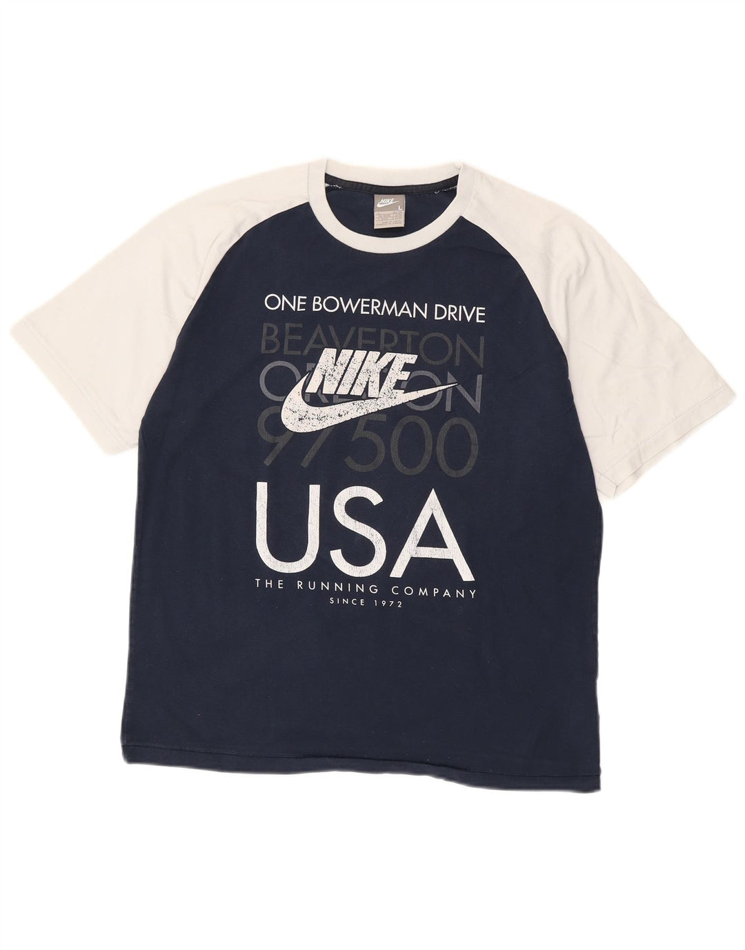 NIKE T-shirt graphique pour hommes en coton color block bleu marine grand