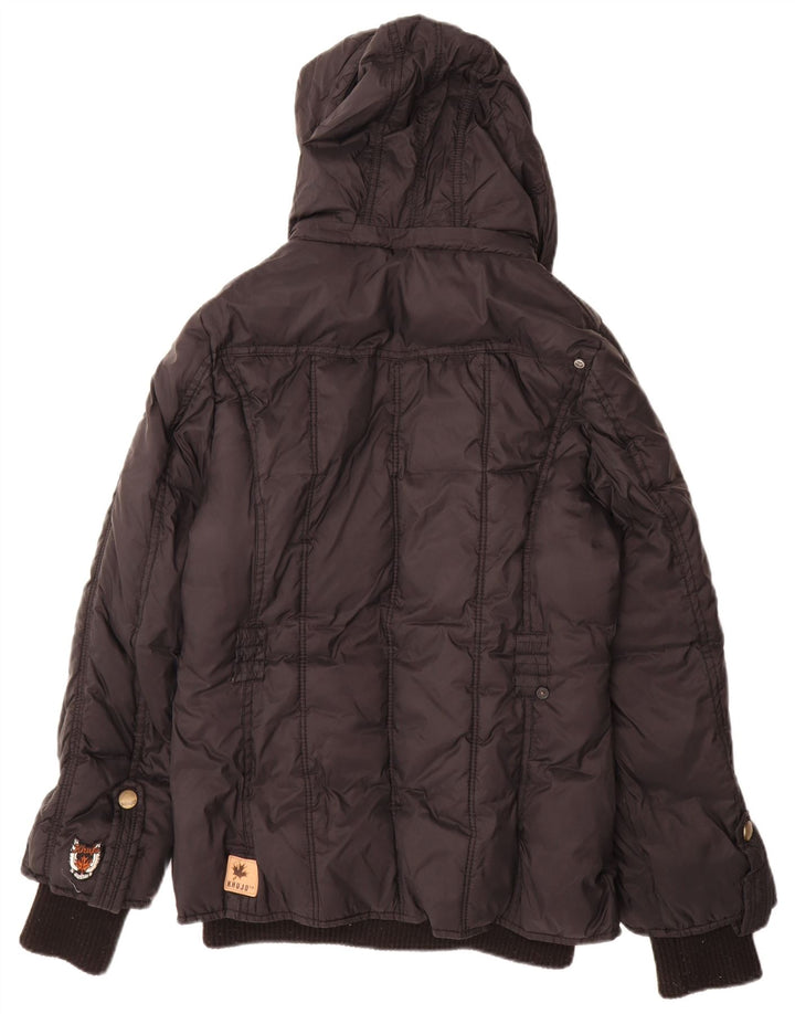KHUJO Veste matelassée à capuche pour femme UK 16 Large Noir Nylon