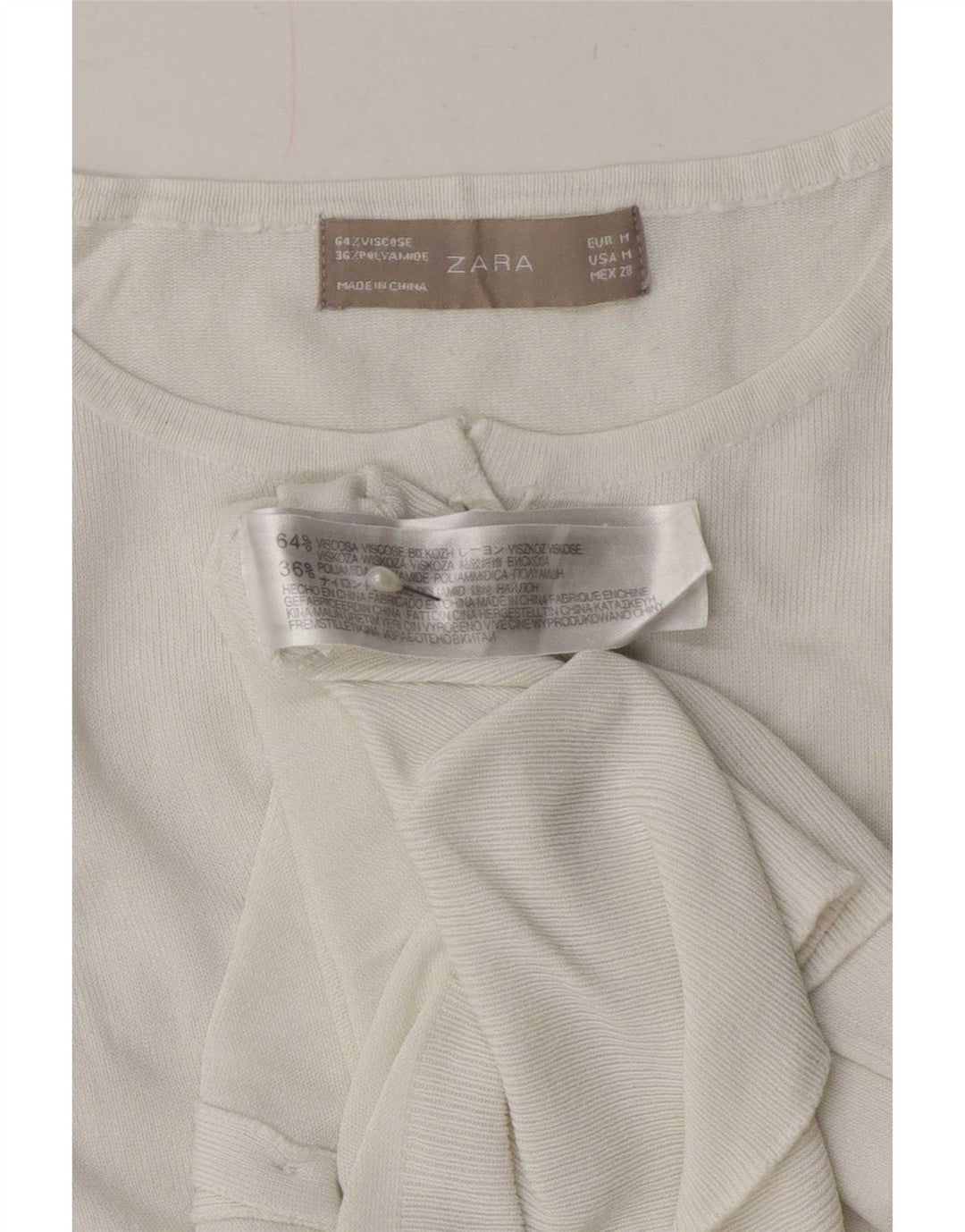 Zara Femme Cardigan Pull UK 12 Moyen Blanc Viscose