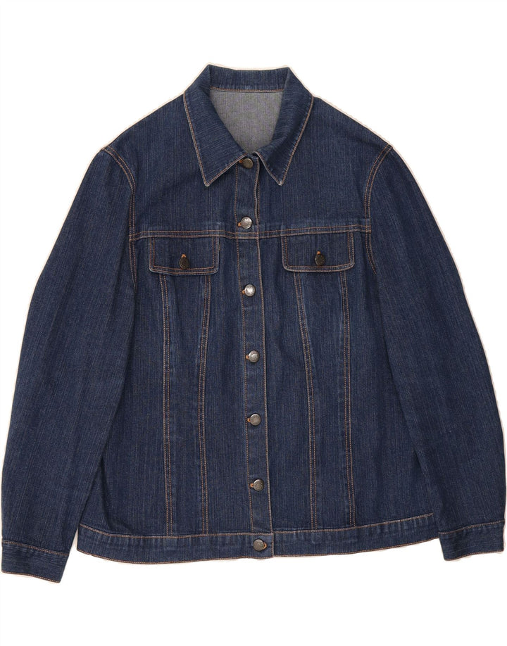 VINTAGE Womens Denim Jacket UK 12 Medium Navy Blue Vintage Vintage and Second-Hand Vintage from Messina Hembry 