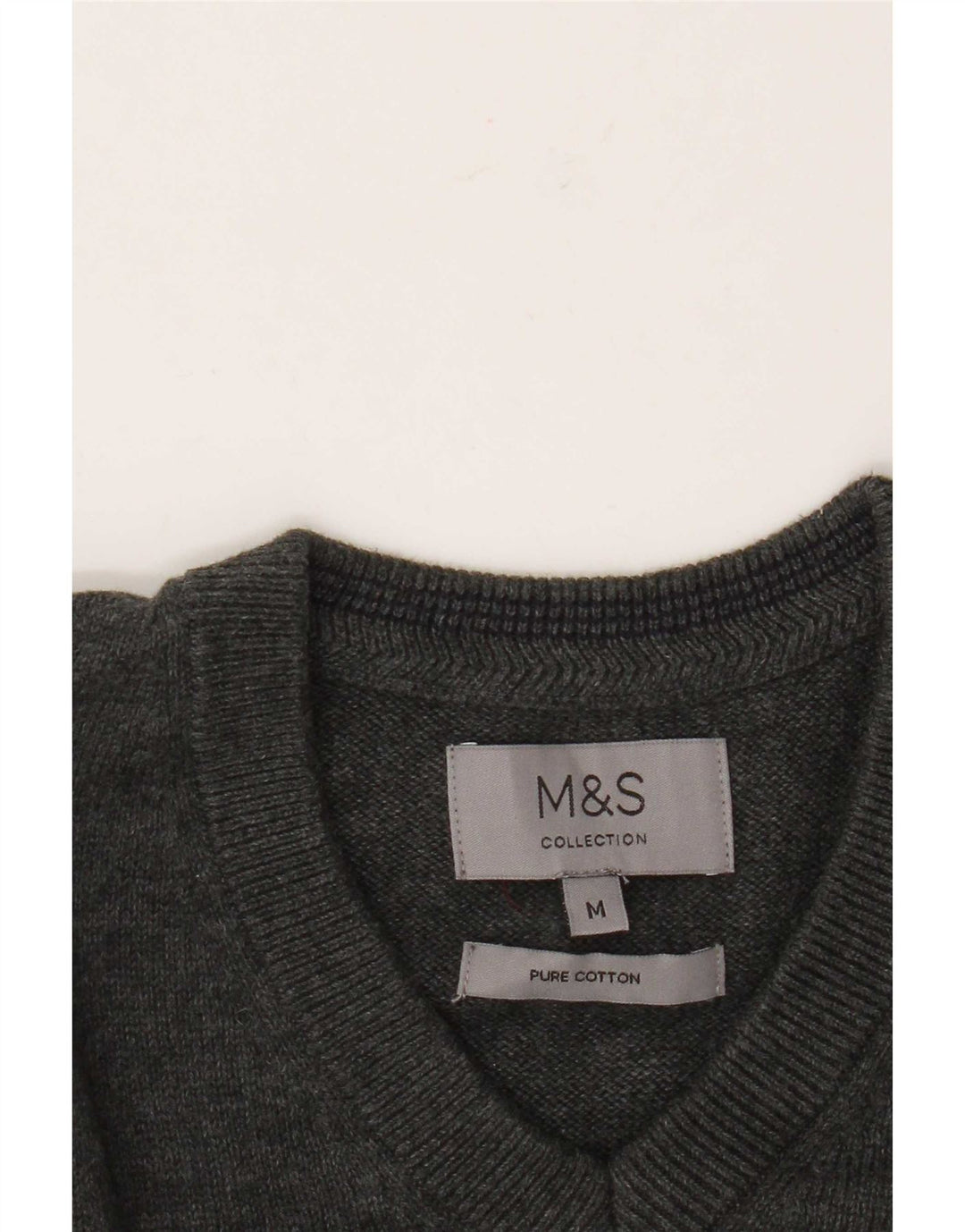 Marks & Spencer Pull Col V Homme Gris Moyen Coton