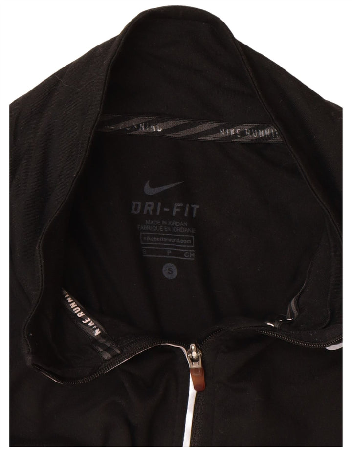 Nike Haut de survêtement Dri Fit à col zippé pour femme UK 10 Petit Noir