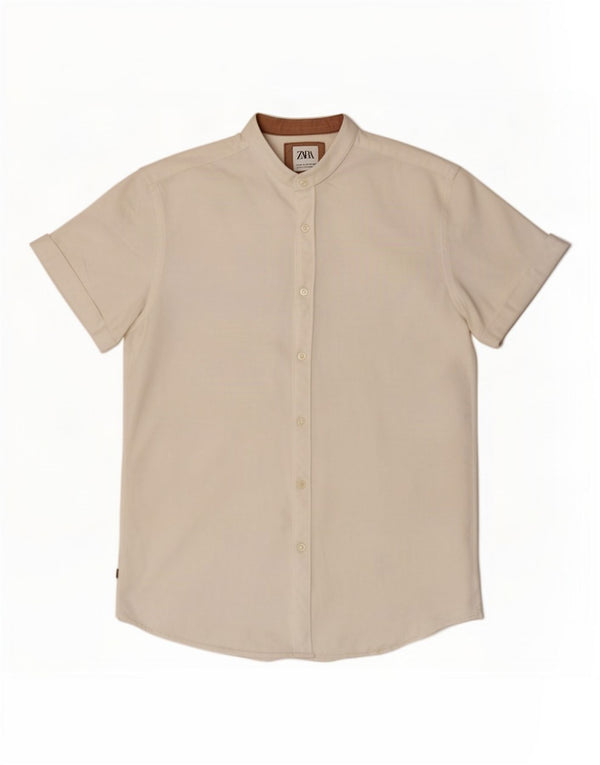 Zara Chemise Slim Fit À Manches Courtes Homme Blanc Moyen
