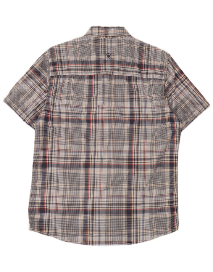 Fat Face Chemise à manches courtes pour homme Coupe classique Petit carreaux gris
