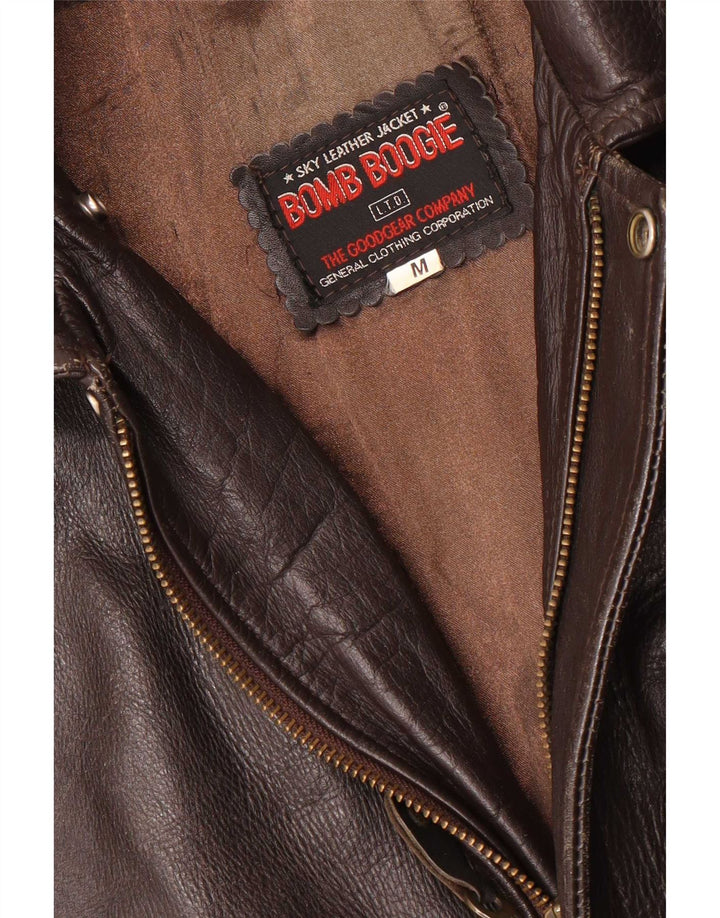 Bomb Boogie Veste en cuir coupe ample Sky pour homme UK 38 Marron moyen