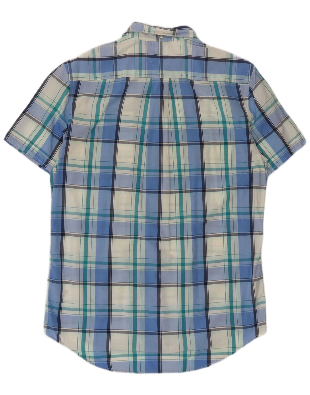Tommy Hilfiger Chemise à manches courtes pour homme en coton à carreaux bleu moyen