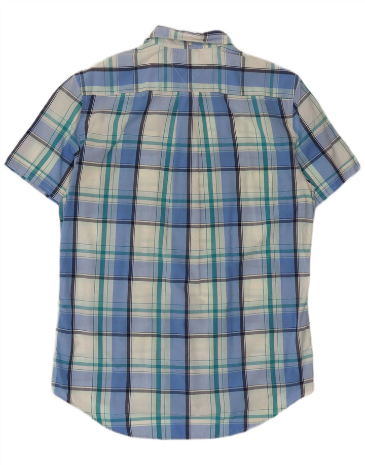 Tommy Hilfiger Chemise à manches courtes pour homme en coton à carreaux bleu moyen
