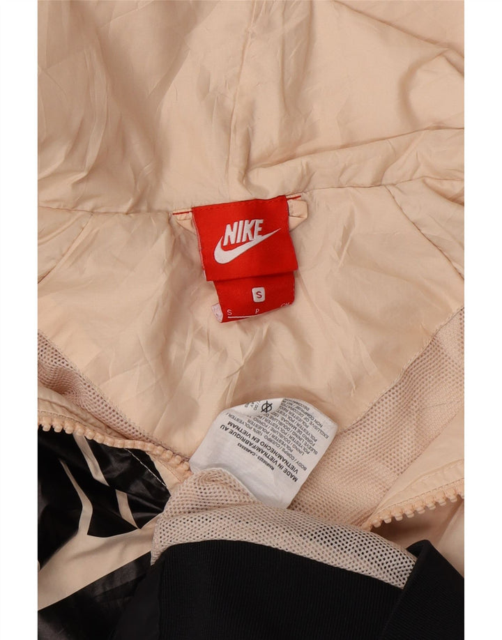 NIKE Womens Oversized Graphic Rain Jacket UK 10 Small Black Colourblock Vintage Nike and Second-Hand Nike from Messina Hembry 