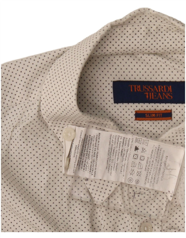 Trussardi Jeans Chemise Slim Fit à Motif Abstrait Coton Blanc Moyen |
