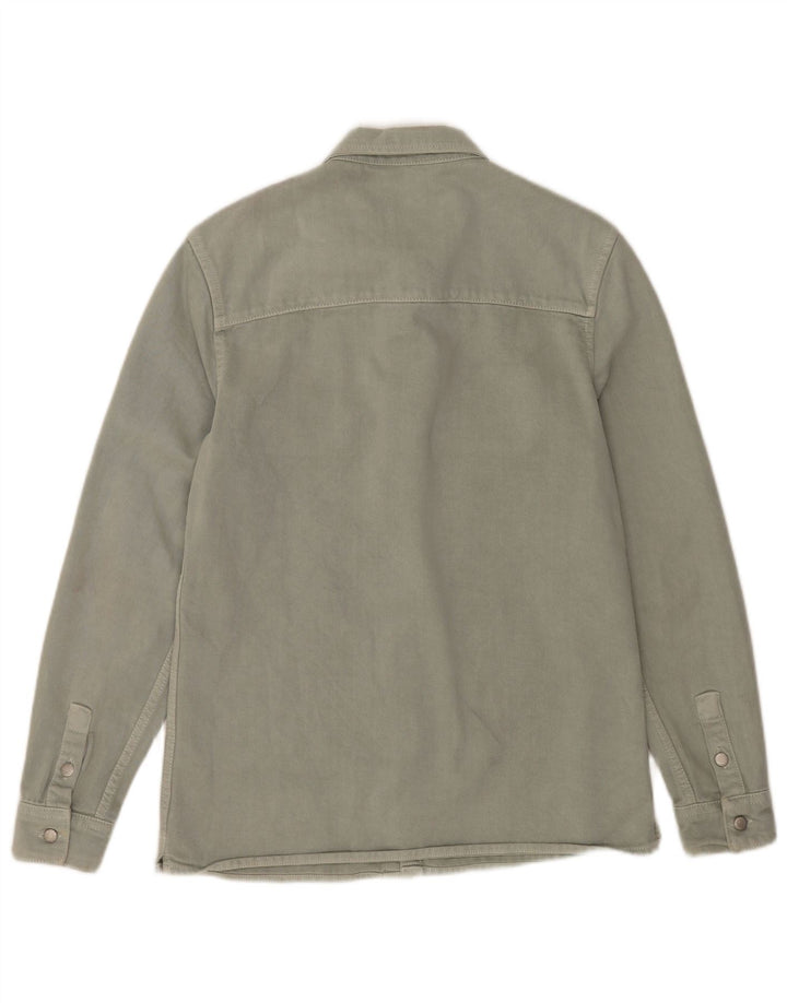 ZARA Chemise en jean coupe décontractée Small Kaki Coton