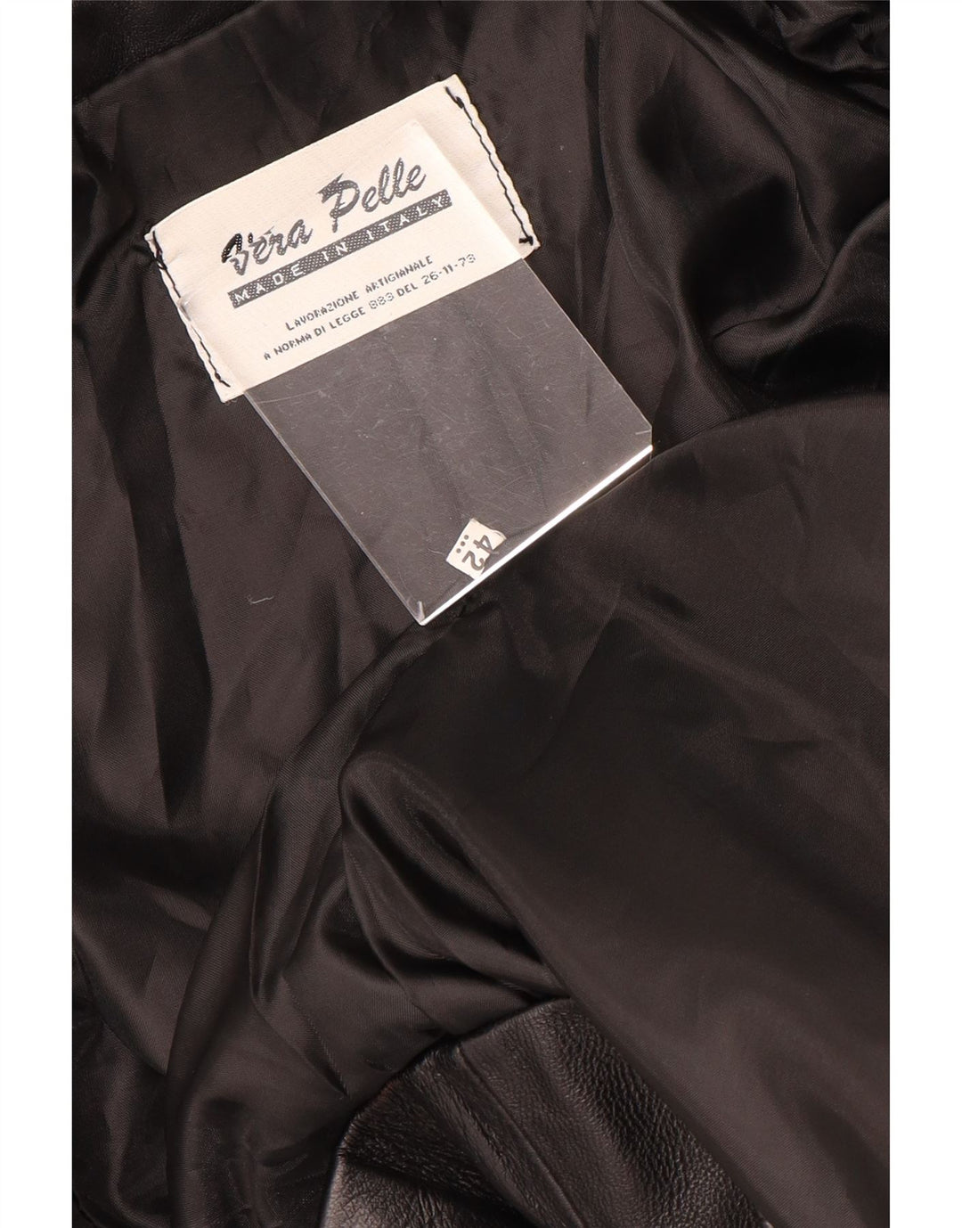 VINTAGE Veste Blazer Crop 2 Boutons Femme IT 42 Cuir Noir Moyen