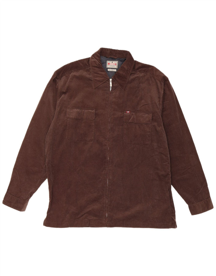 MUSTANG Chemise en velours côtelé pour homme Grand coton marron