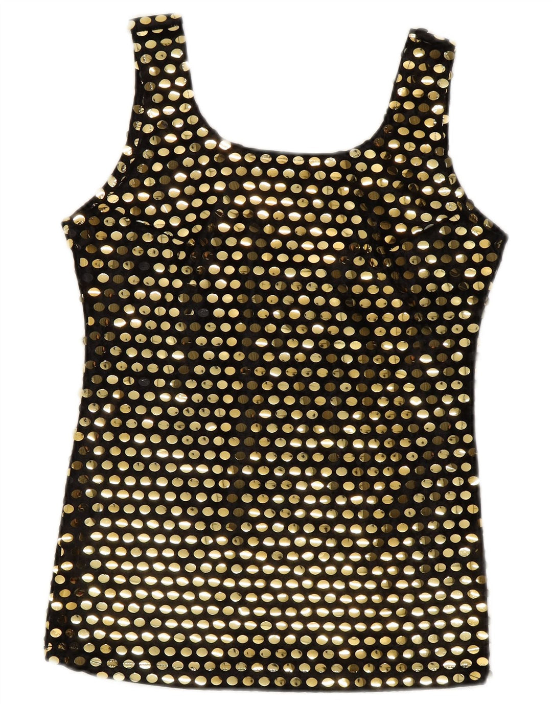 vintage Femmes Blouse Sans Manches Top UK 10 Petit Polyester Noir