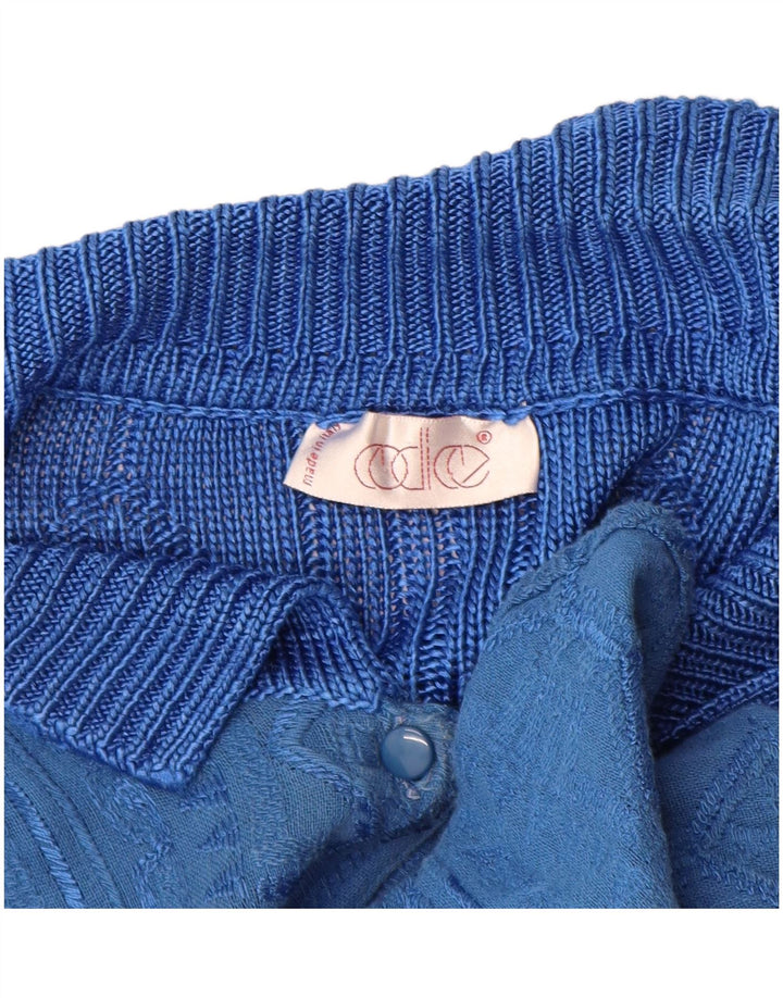 vintage Femme Cardigan Pull IT 44 Viscose Géométrique Bleu Moyen