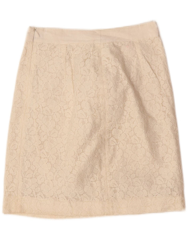 Oasis Mini jupe en dentelle pour femme UK 8 Small W26 en coton floral blanc cassé