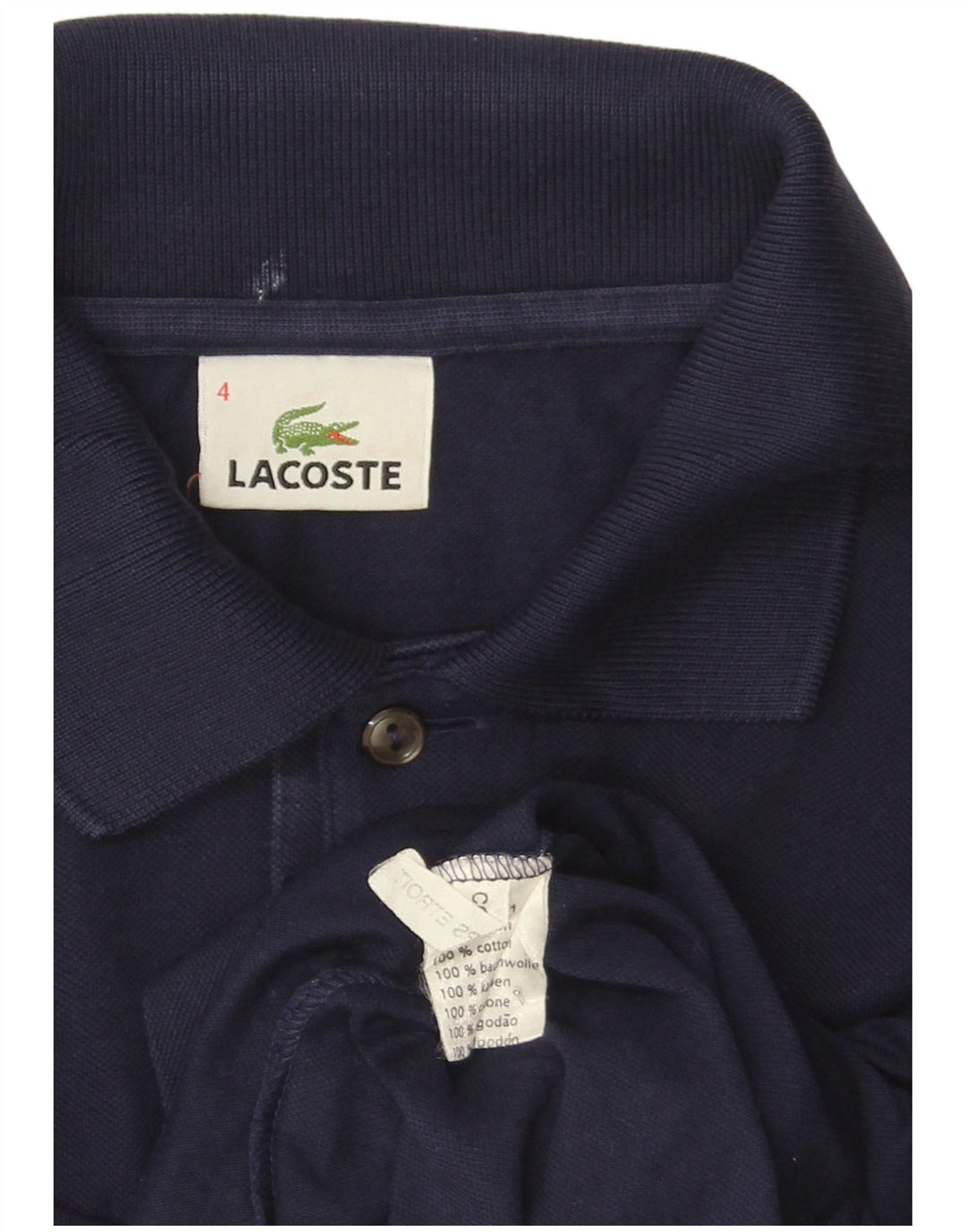 LACOSTE Polo à manches longues pour homme Taille 4 Coton bleu marine moyen