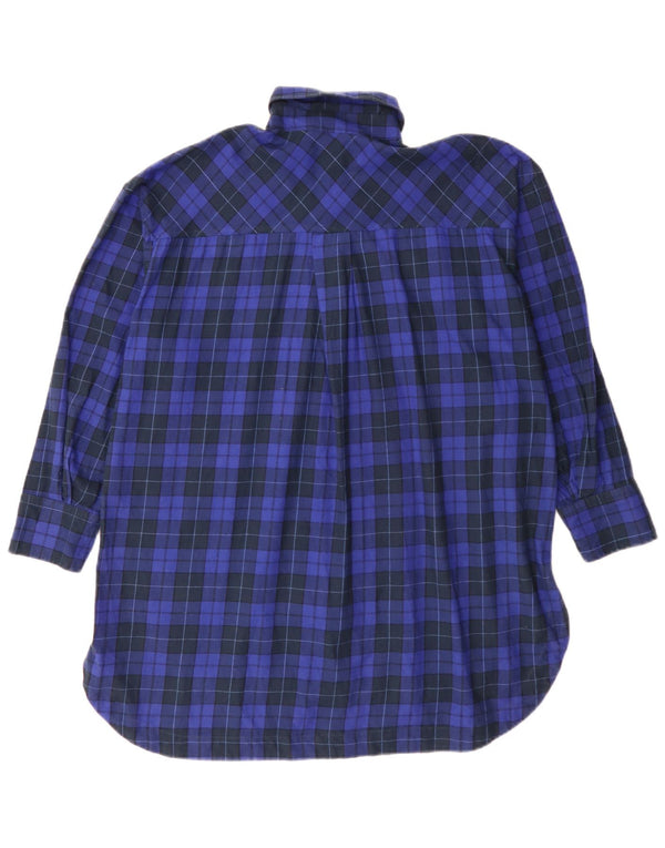 Zara Robe chemise surdimensionnée en flanelle pour femme UK 4 XS Bleu à carreaux