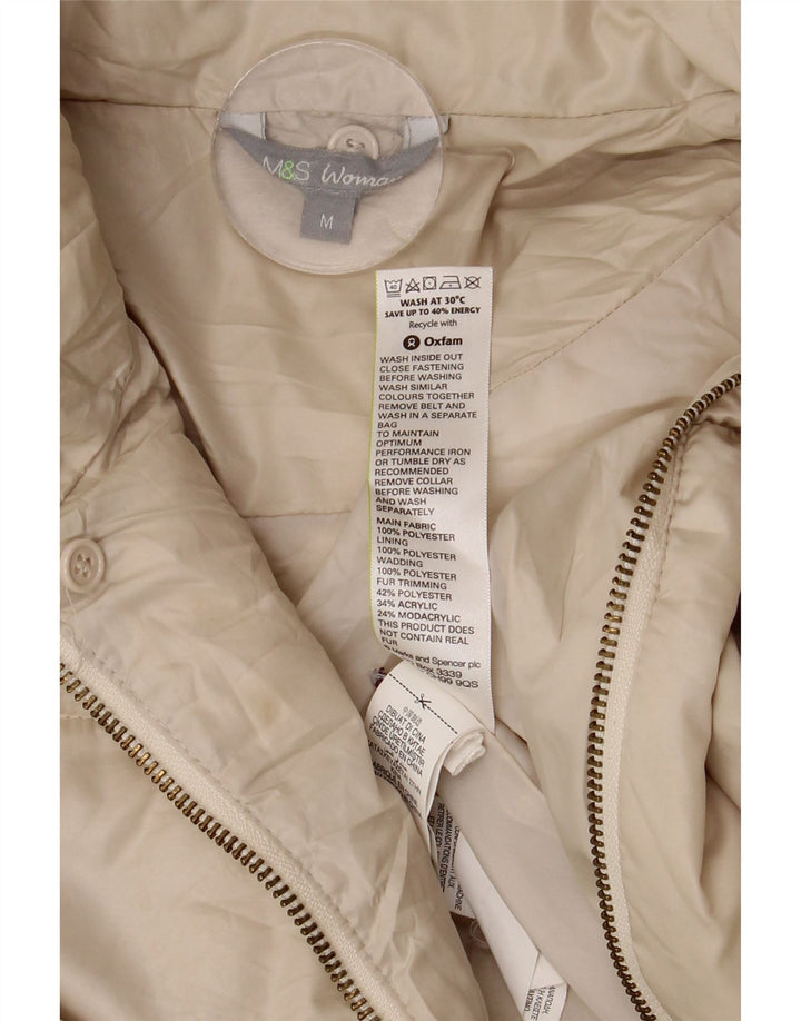 Marks & Spencer Manteau matelassé surdimensionné à capuche pour femme UK 14 Medium Off White