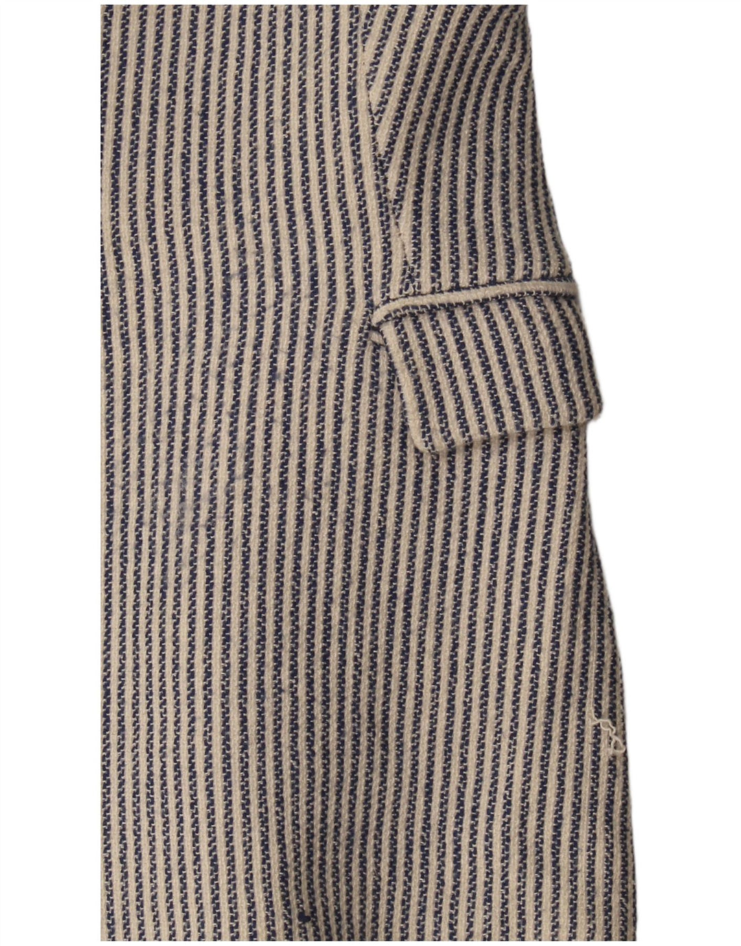 Zara Veste blazer à 1 bouton pour femme UK 12 en coton à fines rayures bleu moyen