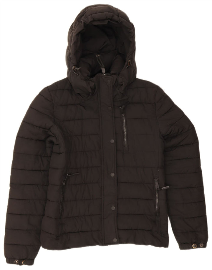 Superdry Veste matelassée à capuche pour femme UK 8 Small Noir