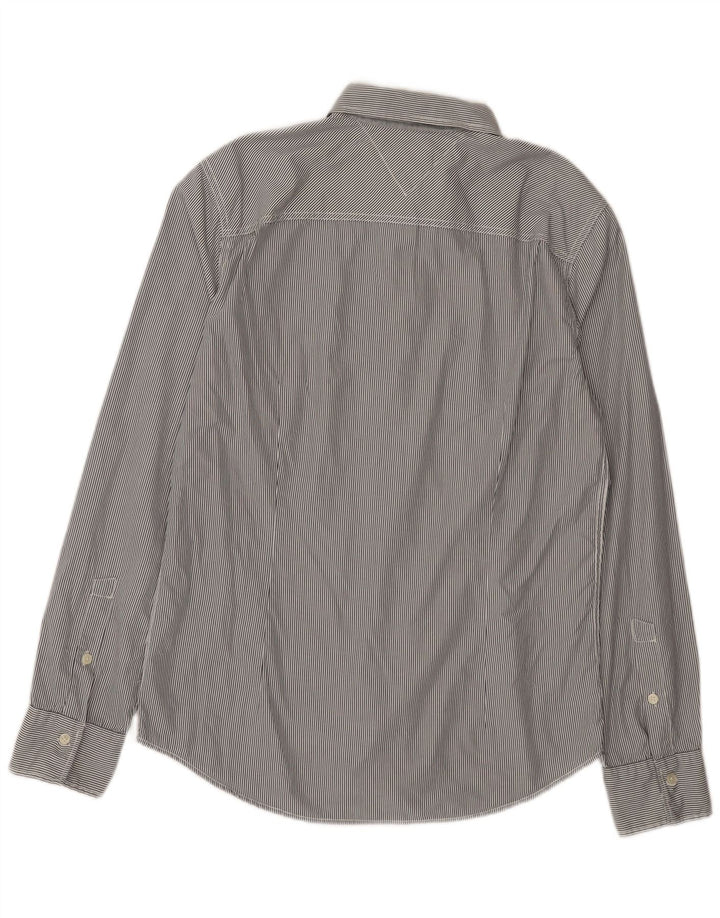 Tommy Hilfiger Chemise Slim Fit Homme Gris Moyen en Coton à Fines Rayures
