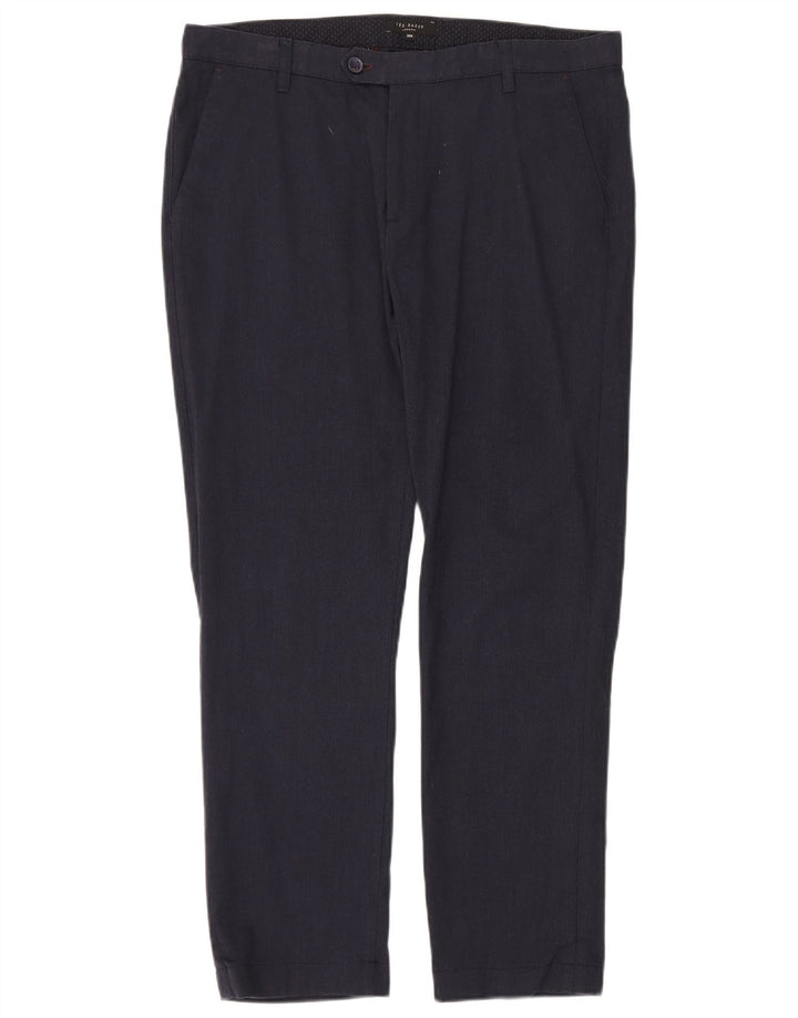 Ted Baker Pantalon de Costume Slim Homme W36 L30 Bleu Marine Coton