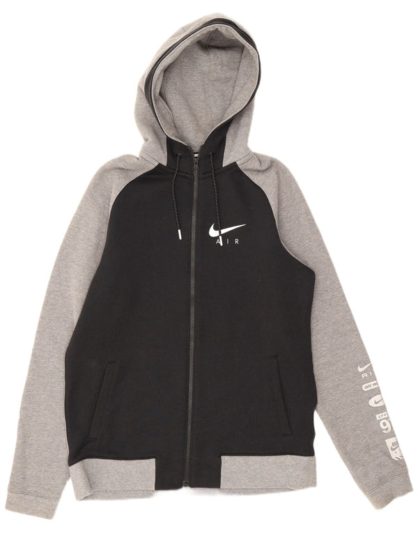 Nike Sweat à capuche zippé graphique en coton color block noir moyen pour homme