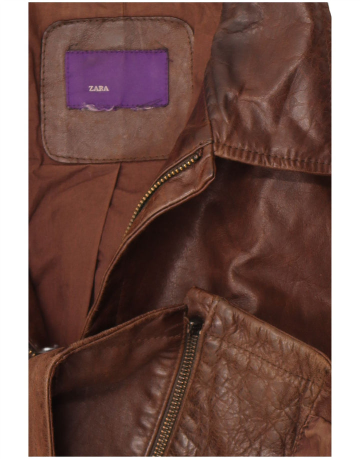 Zara Veste en cuir pour homme UK 38 Marron moyen
