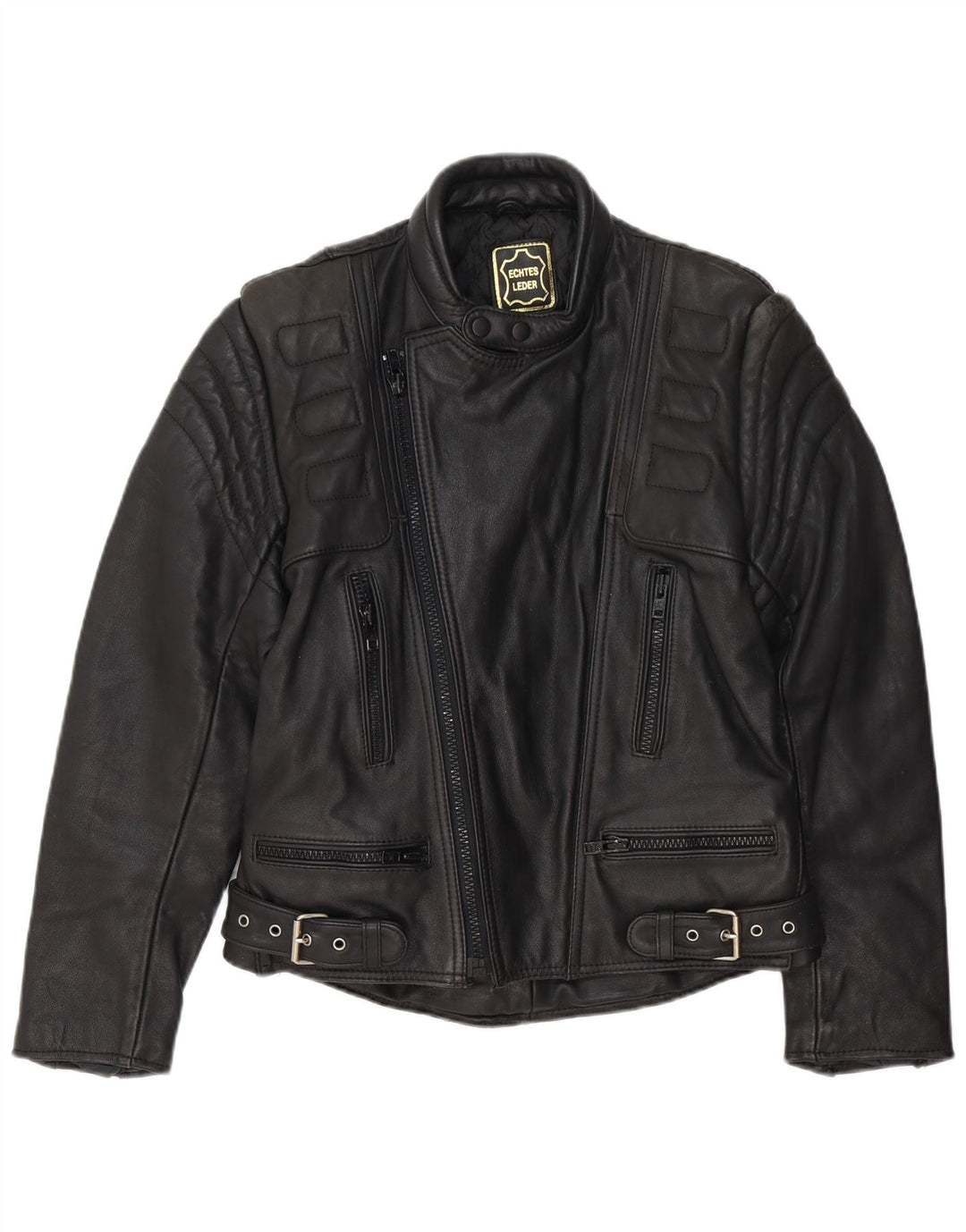 Veste motard en cuir homme vintage EU 48 Cuir noir moyen