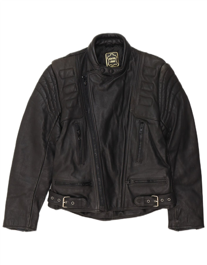Veste motard en cuir homme vintage EU 48 Cuir noir moyen