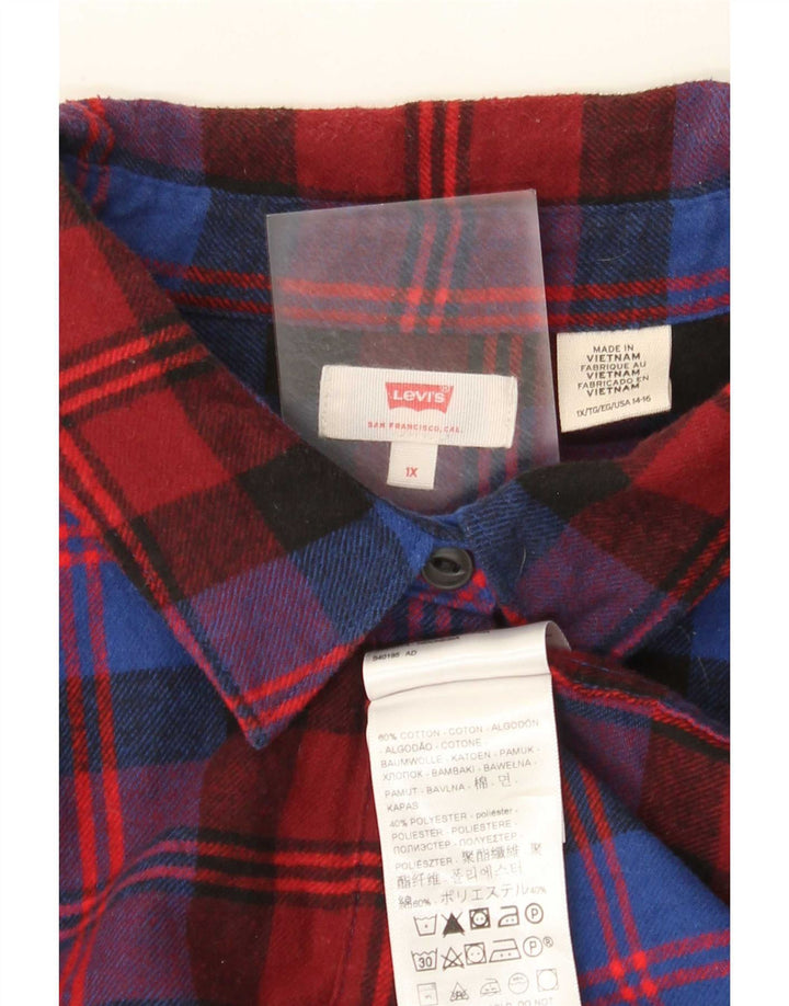 Levi's Chemise en flanelle pour femme UK 18 XL Rouge à carreaux en coton