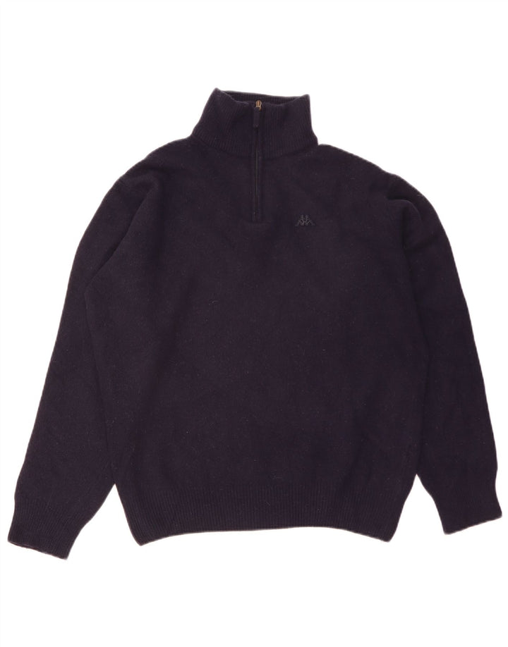 Kappa Pull col zippé pour homme en laine d'agneau bleu marine Taille L