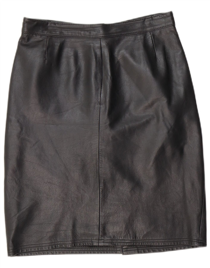 VINTAGE Jupe en cuir femme IT 44 Medium W28 Cuir noir