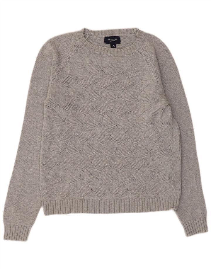 Lands End Pull Drifter à col bateau pour femme Gris moyen UK 10/12