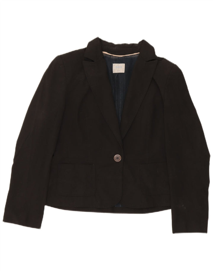 Oasis Veste Blazer 1 Bouton Femme UK 16 Large Noir Polyester
