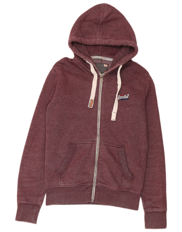 Superdry Pull à capuche zippé en coton moucheté marron moyen