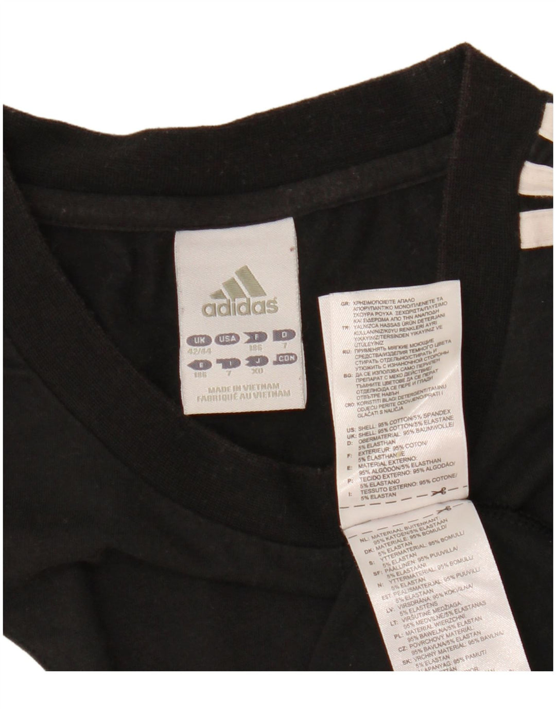 ADIDAS T-Shirt Homme UK 42/44 Grand Noir Colourblock Coton