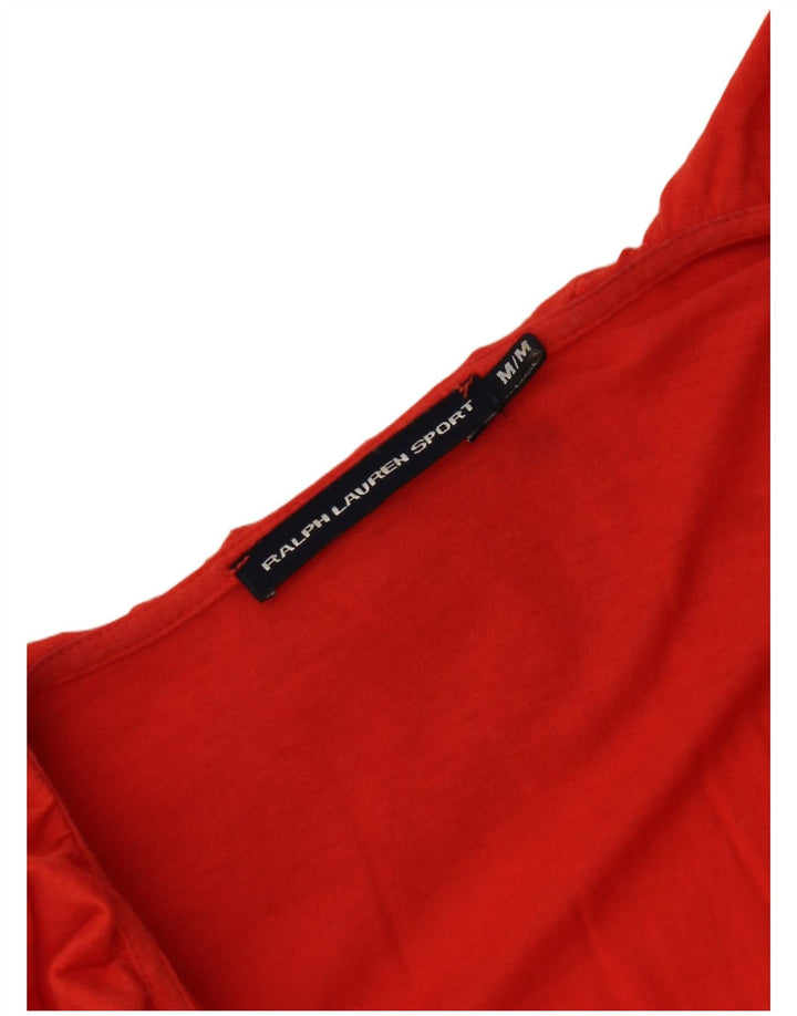 Ralph Lauren Haut chemisier à volants pour femme UK 12 Rouge moyen