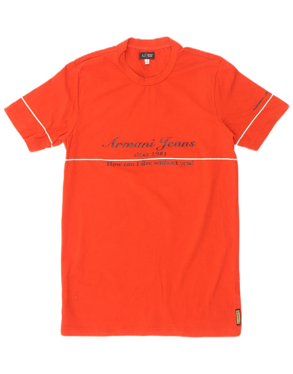 Armani Jeans T-shirt graphique pour femme UK 14 Large Rouge