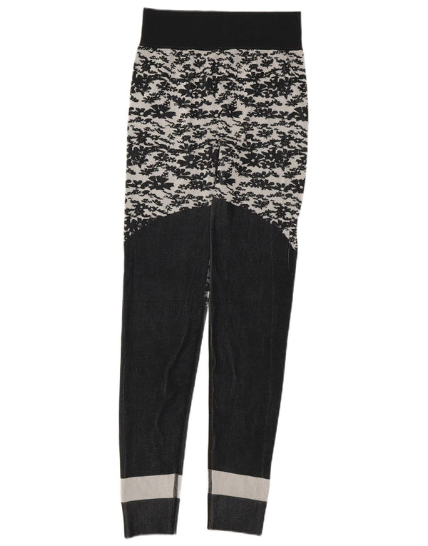 Adidas Femmes Stella McCartney Leggings UK 8 Petit Gris Floral Polyester