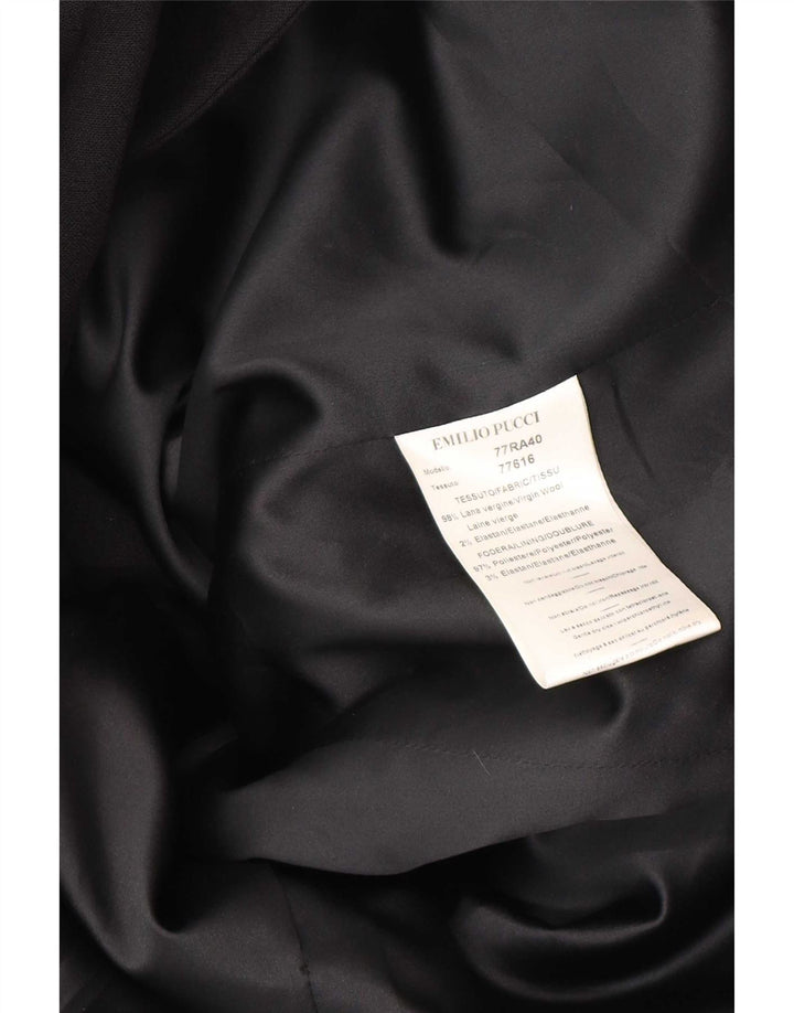 Emilio Pucci Veste blazer longue pour femme UK 14 Laine vierge noire moyenne