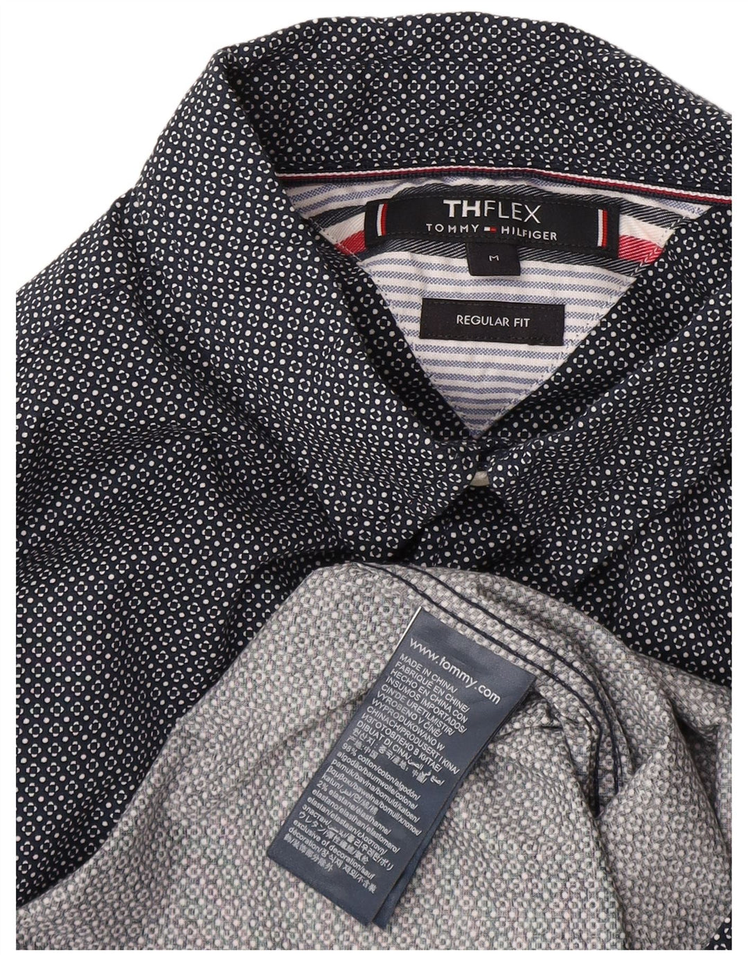 Tommy Hilfiger Chemise Regular Fit Homme Bleu Marine Moyen à Pois Coton