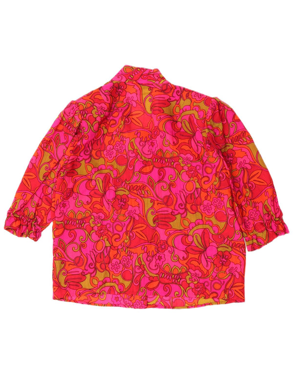 Chemisier vintage à motif abstrait pour femme UK 18 XL Rose Floral