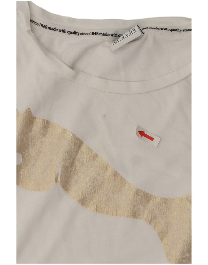 PUMA T-shirt graphique pour femme UK 12 Blanc moyen