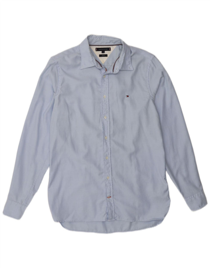 TOMMY HILFIGER Mens Slim Fit Shirt Large Blue Cotton