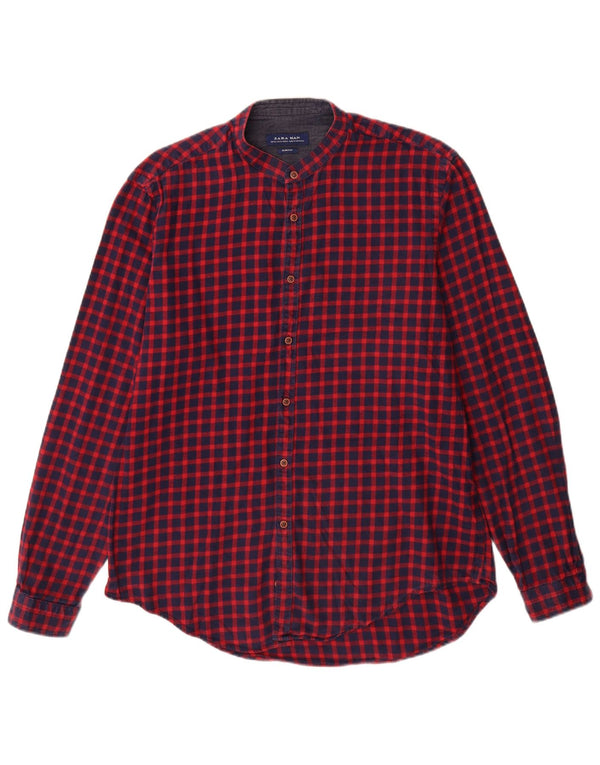 Zara Chemise Slim Fit XL Coton Vichy Bordeaux Homme